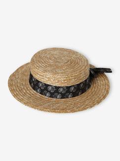 Niña-Accesorios-Sombrero aspecto paja con lazo estampado para niña