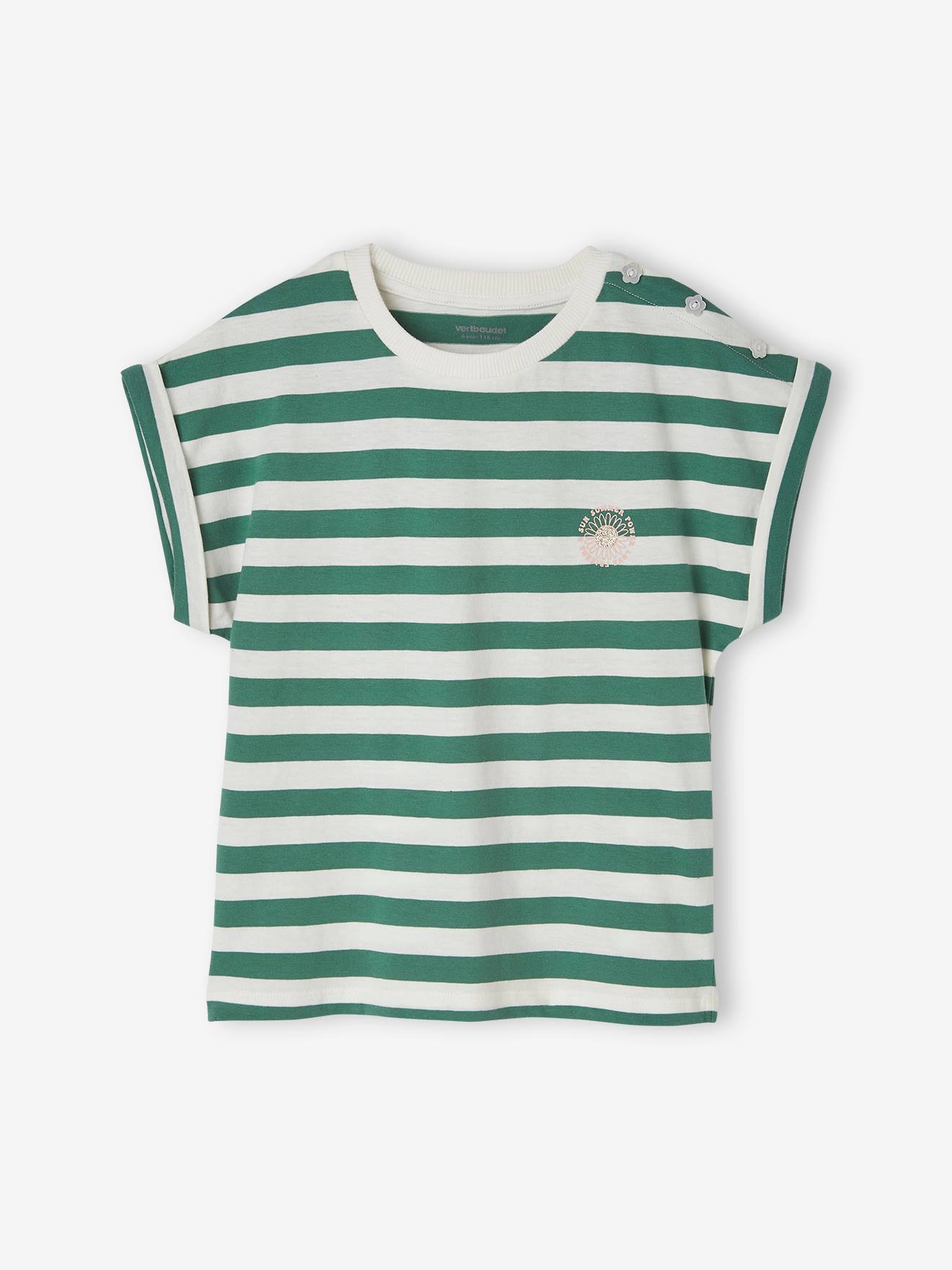 Camiseta con volantes para niña verde sauce - Vertbaudet