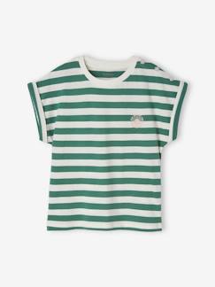 Niña-Camiseta personalizable, a rayas para niña