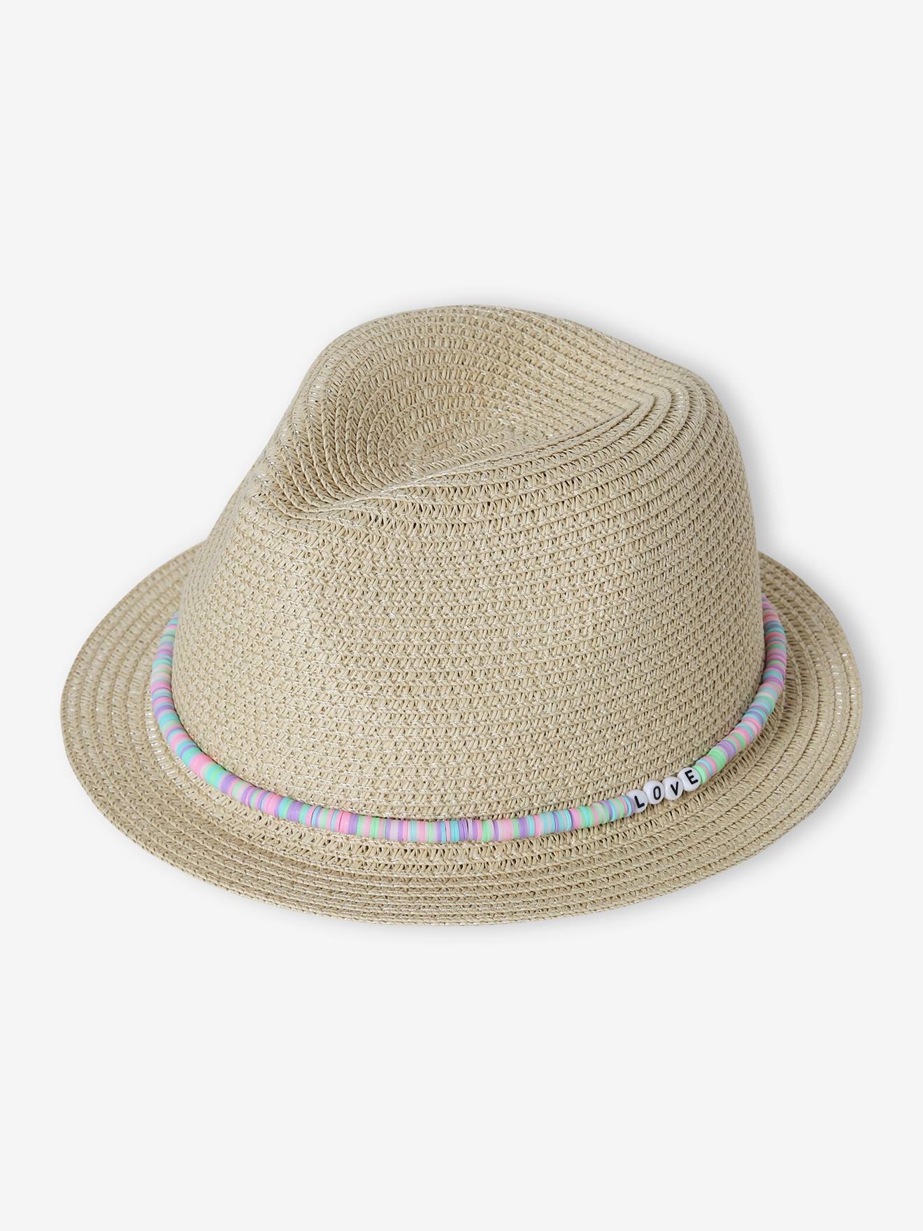 Sombrero Panamá estilo paja, para niño beige claro liso con motivos -  Vertbaudet