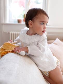 Bebé-Camisetas-Camisetas-Blusa de gasa de algodón, cuello con volante, para bebé