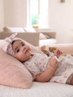 Bebé-Conjuntos-Conjunto de 3 prendas de gasa de algodón para bebé: vestido + pantalón bombacho + turbante