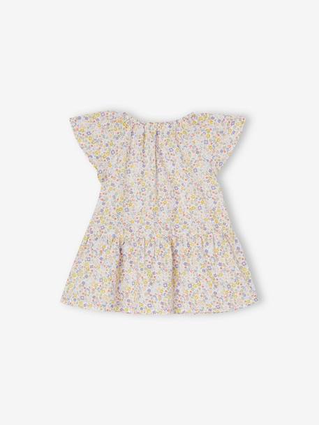 Vestido con estampado de flores mangas mariposa para bebé blanco estampado+crudo 