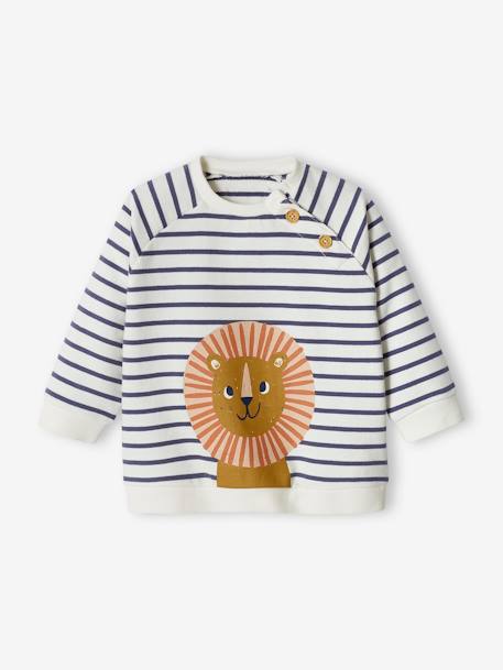 Sudadera a rayas de felpa para bebé azul pizarra+MARRON MEDIO A RAYAS+MARRON OSCURO A RAYAS 