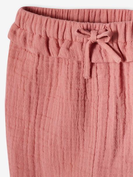 Pantalón de gasa de algodón para bebé crudo+rosa rosa pálido+rosa viejo 