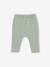 Pantalón de punto piqué para bebé ocre+verde agua 
