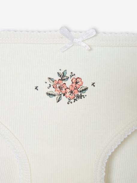 Pack de 3 braguitas de punto de canalé para niña crudo 