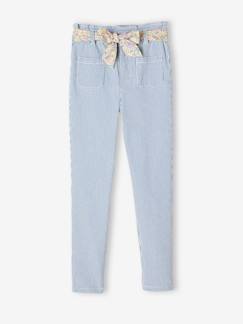 Niña-Pantalones-Pantalón «paperbag» a rayas y cinturón con estampado de flores para niña