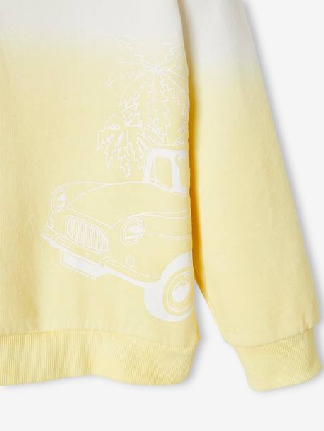 Sudadera con capucha y motivo de coche efecto 'deep & dye' para niño amarillo pastel 
