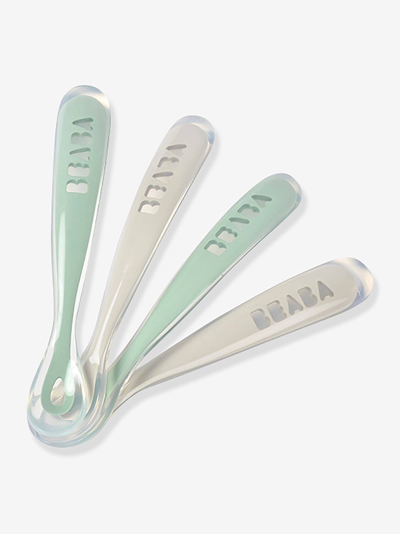 4 Cucharas para bebé 1ª edad BEABA Soft sin BPA verde sauce - Béaba