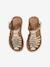 Sandalias de piel para niña beige arena+dorado 