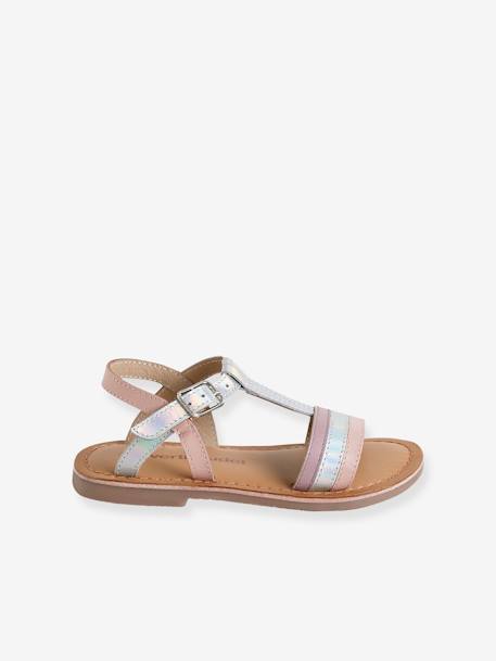 Sandalias de piel para niña AMARILLO CLARO METALIZADO+plata+ROSA MEDIO METALIZADO 