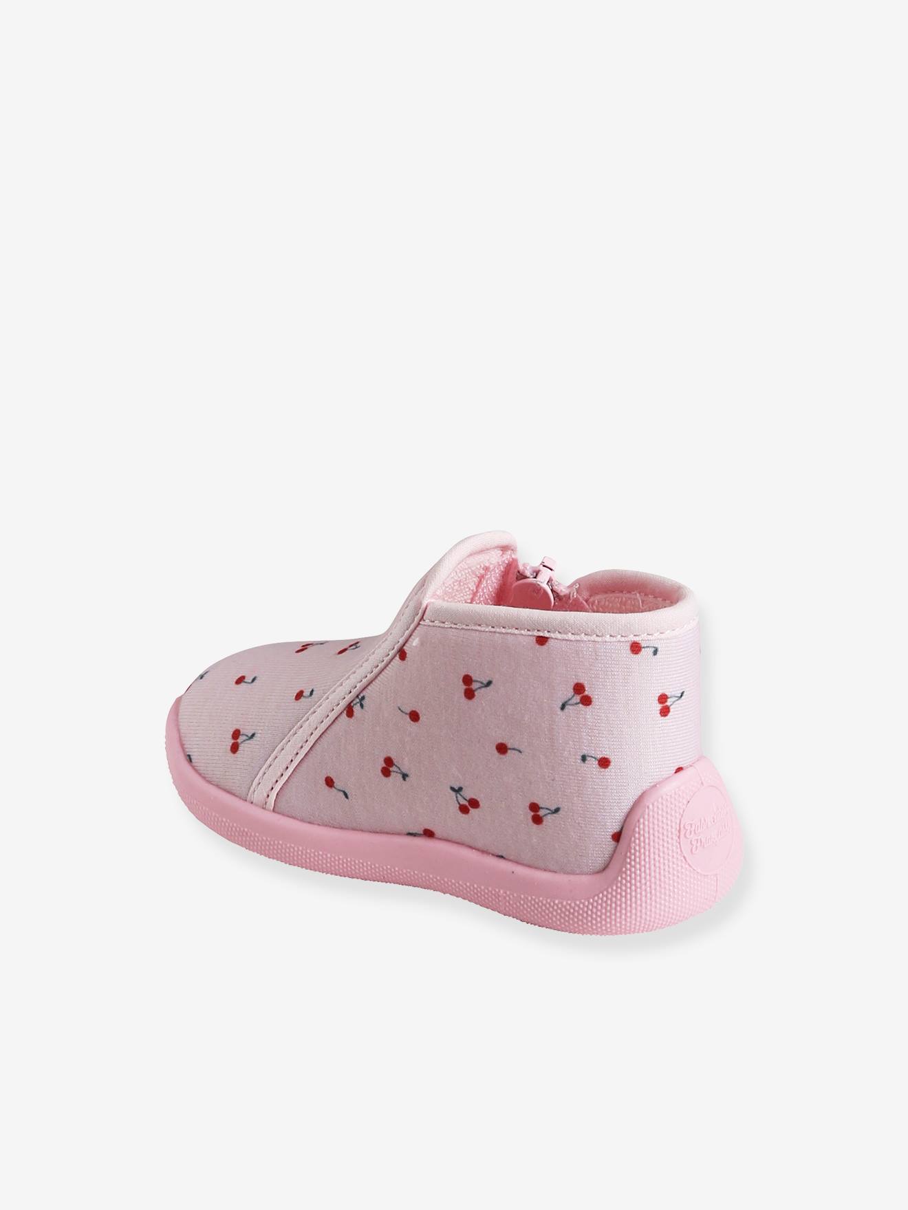 Alivio escalar circulación Zapatillas de casa con cremallera para bebé, fabricadas en Francia rosa -  Vertbaudet