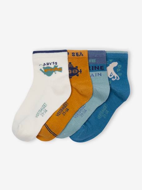 Pack de 4 pares de calcetines medianos «Marinero» para niño mostaza 