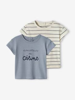 Bebé-Camisetas-Pack de 2 camisetas básicas de manga corta para bebé