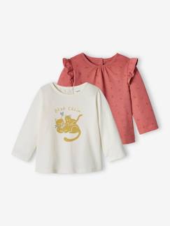 Bebé-Camisetas-Camisetas-Pack de 2 camisetas básicas de manga larga para bebé