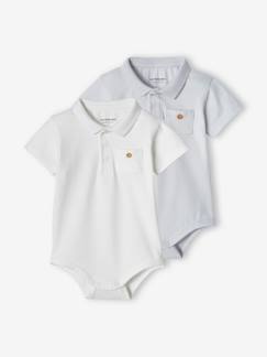 camisetas-Pack de 2 bodies para bebé recién nacido con cuello polo y bolsillo