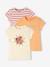 Pack de 3 camisetas surtidas con detalles irisados, para niña albaricoque maquillaje+AZUL OSCURO LISO CON MOTIVOS+MARRON CLARO LISO CON MOTIVOS+rosa frambuesa+VERDE CLARO LISO CON MOTIVOS 