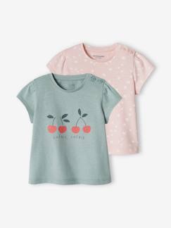 Bebé-Camisetas-Lote de 2 camisetas básicas de manga corta para bebé