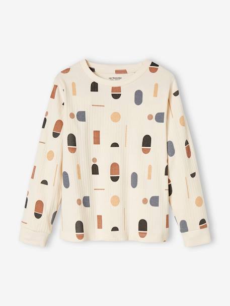 Pijama con un lado con estampado geométrico para niño crudo 