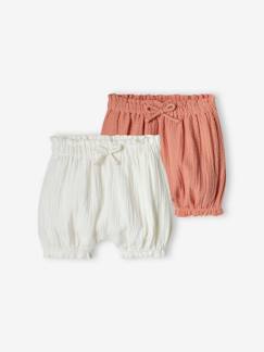 Bebé-Shorts-Lote de 2 pantalones bombachos de gasa de algodón para bebé