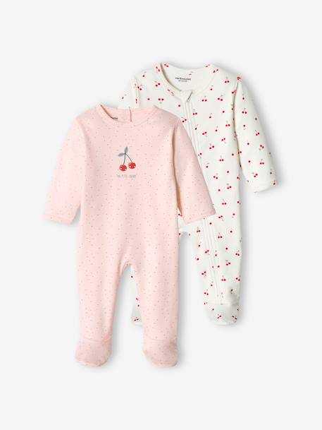 Ecorresponsables-Bebé-Pijamas-Pack de 2 peleles «Cereza» interlock para bebé