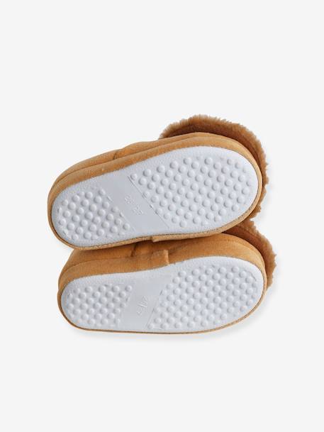 Zapatillas de casa infantiles con interior de terciopelo «León» capuchino 