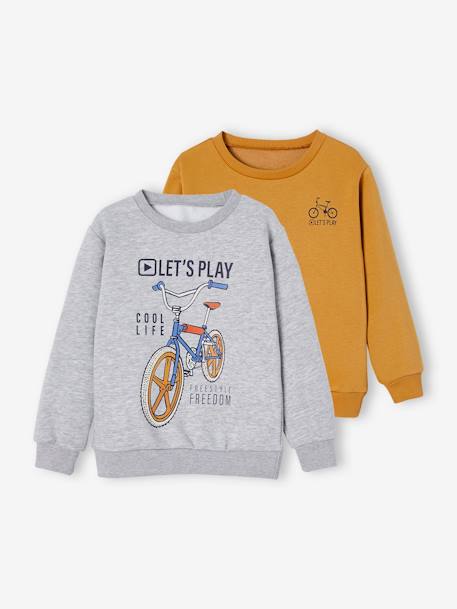 Pack de 2 sudaderas para niño con motivos BMX ocre 