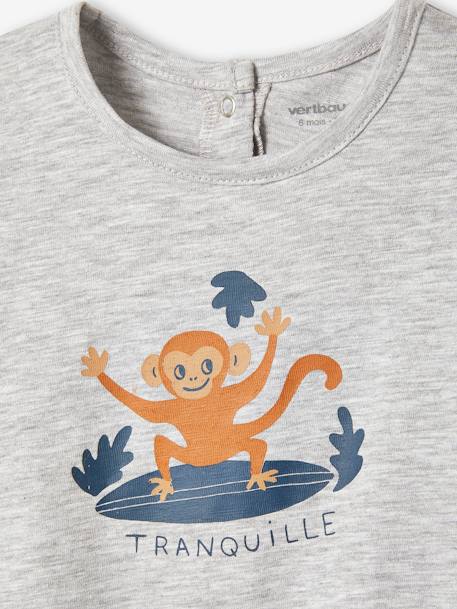 Camiseta 'animales marinos' de manga corta para bebé gris jaspeado 