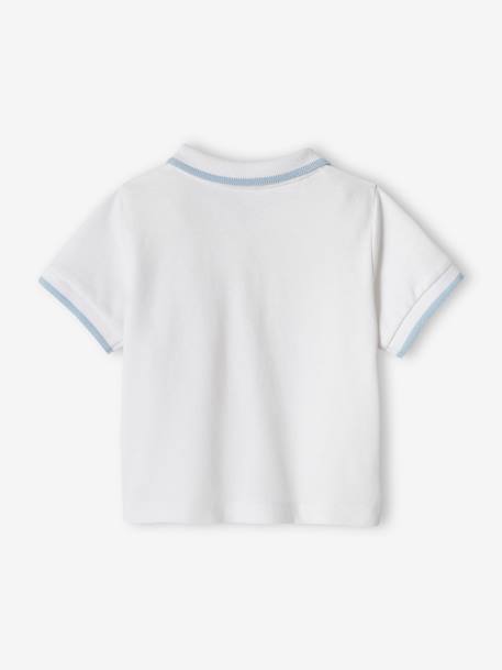 Polo personalizable para bebé niño con bordado en el pecho Azul oscuro liso+blanco 