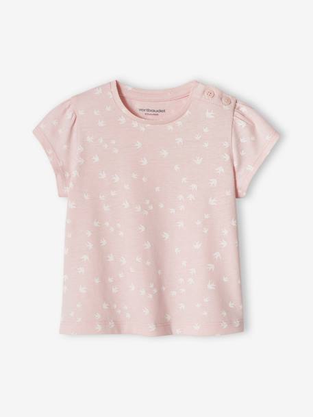 Lote de 2 camisetas básicas de manga corta para bebé azul grisáceo+crudo+rosa viejo 