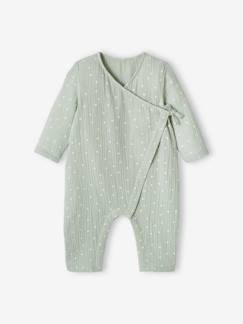 Bebé-Pijamas-Pelele cruzado de gasa de algodón con abertura de recién nacidos para bebé