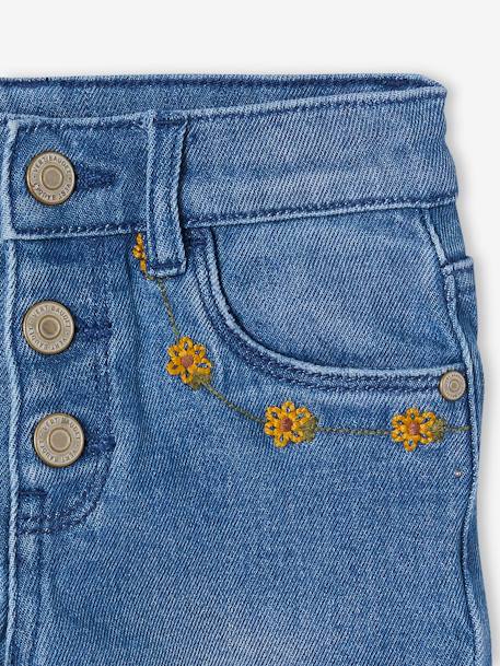 Pantalón pesquero vaquero con bordado de flores para niña stone 