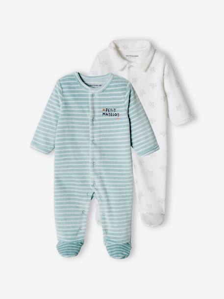 Ecorresponsables-Bebé-Pijamas-Pack de 2 peleles «Barco» de terciopelo para bebé