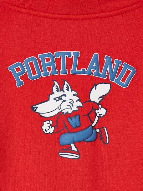 Sudadera deportiva con capucha y gran motivo del equipo Portland detrás para niño rojo 