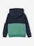 Sudadera deportiva con cremallera y capucha efecto colorblock niño azul eléctrico+gris jaspeado+verde 