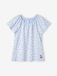 camisetas-Camiseta estampada con mangas mariposa, para niña