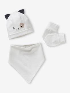 Bebé-Accesorios-Gorros, bufandas, guantes-Conjunto, personalizable, de gorro «Perro» + manoplas + fular de punto con estampado para bebé