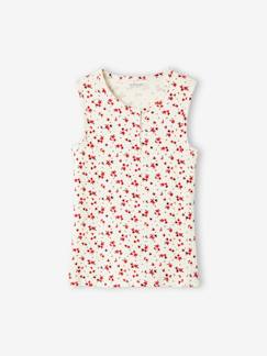 Niña-Camisetas-Camisetas-Camiseta de tirantes de punto de canalé con flores para niña