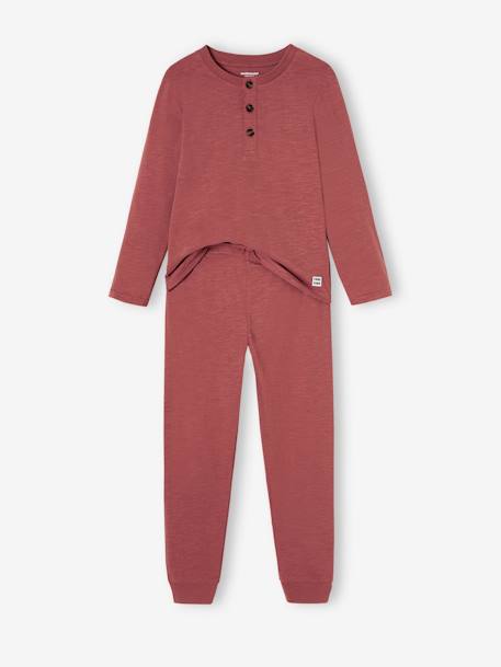 Pijama liso con cuello tunecino para niño arcilla 