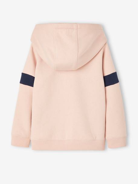 Sudadera deportiva con cremallera, capucha y detalles gráficos para niña arcilla+AZUL OSCURO LISO CON MOTIVOS+ROSA CLARO LISO CON MOTIVOS 