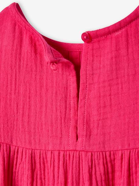 Vestido de gasa de algodón para niña albaricoque maquillaje+azul claro+rosa frambuesa 