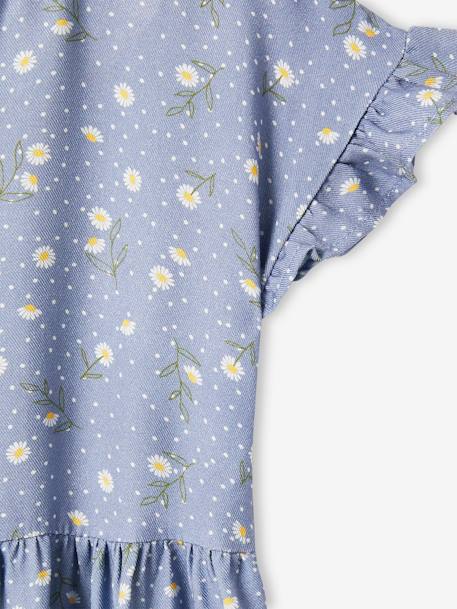 Vestido abotonado de flores, para niña azul azur+azul marino+BEIGE CLARO ESTAMPADO+crudo+ROJO FUERTE ESTAMPADO 