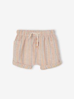 Bebé-Shorts-Short a rayas de algodón y lino para bebé