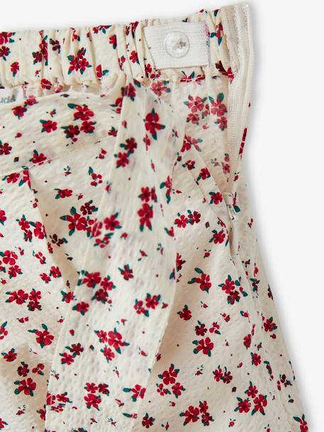 Falda?short para niña crudo+rosa frambuesa+verde 