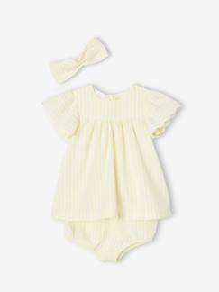 Bebé-Vestidos, faldas-Conjunto de 3 prendas para bebé: Vestido + pantalón bombacho + cinta del pelo
