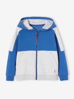 Niño-Jerséis, chaquetas de punto, sudaderas-Sudadera deportiva con cremallera y capucha efecto colorblock niño