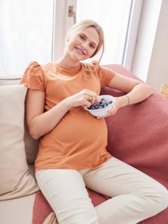 Ropa Premamá-Camisetas y tops embarazo-Camiseta de dos tejidos y manga corta para embarazo