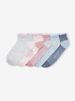 Niña-Ropa interior-Pack de 5 pares de calcetines cortos con calado para niña