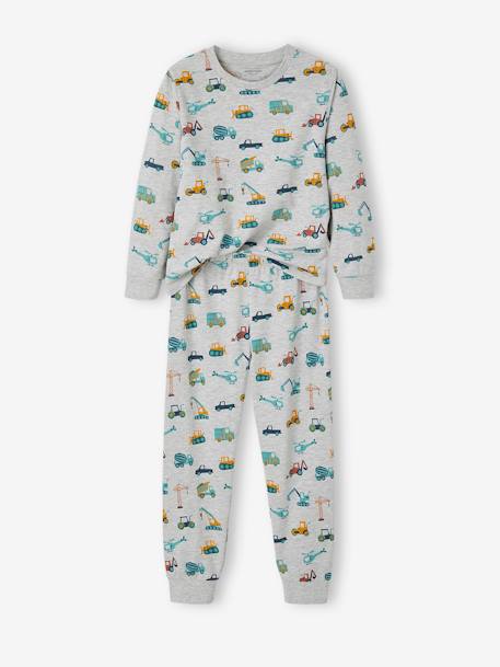 Pack de pijama + pijama con short «obras» para niño gris jaspeado 